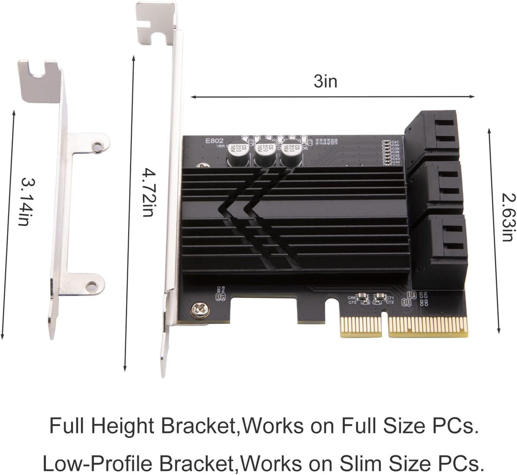 6 Port PCIe x4 SATA 3.0 Expansion Card with 6 SATA Cables R526