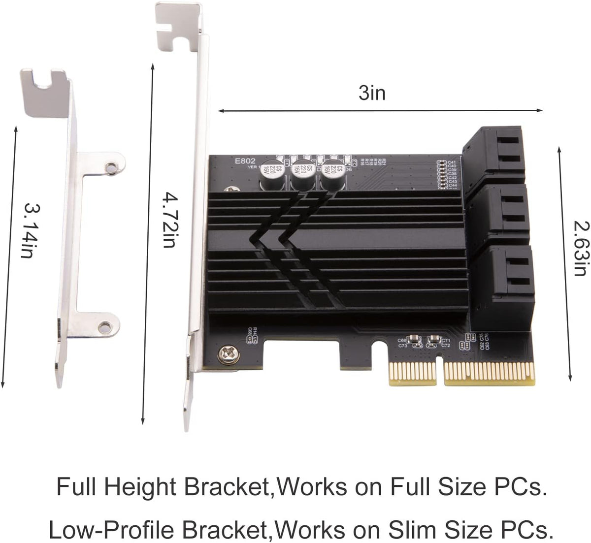 6 Port PCIe x4 SATA 3.0 Expansion Card with 6 SATA Cables R526