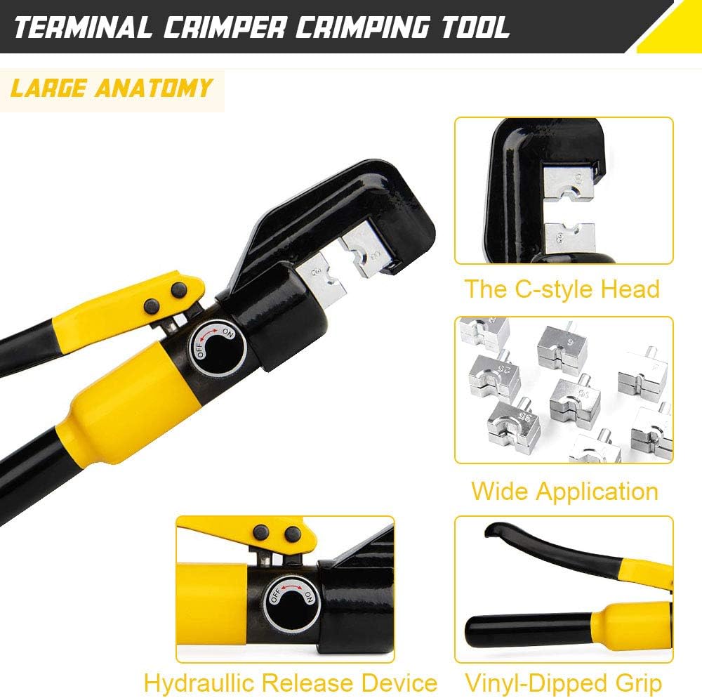 10 Ton Hydraulic Hand Crimper Tool Set with 9 Pairs of Dies C64000