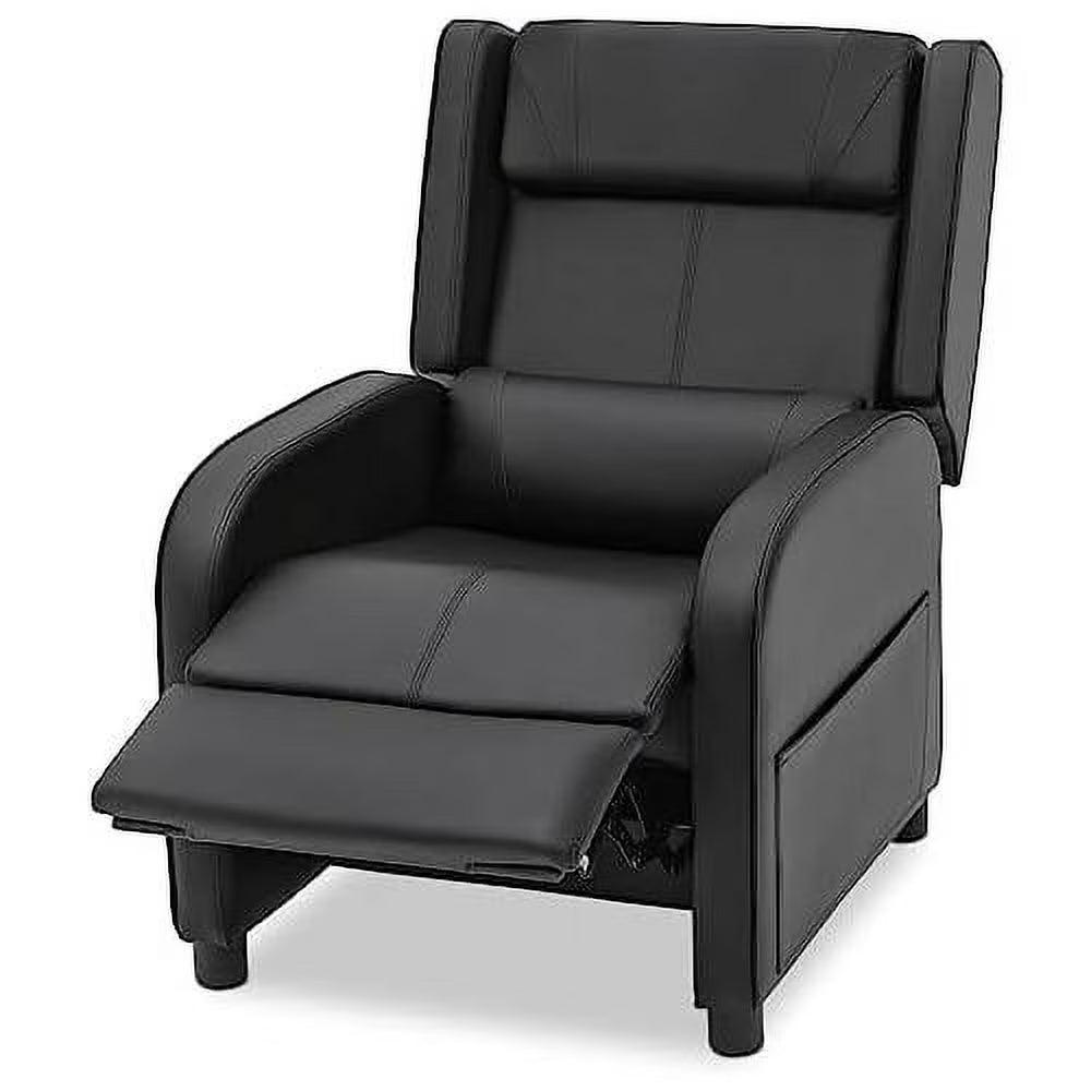 Black PU Leather Gaming Recliner Chair with Adjustable Back and Footrest S50272