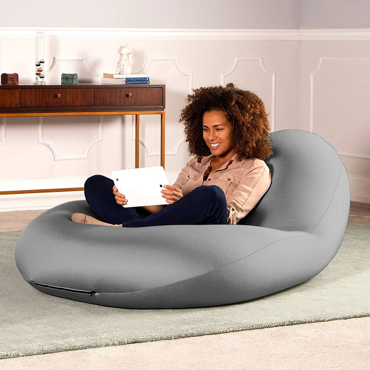 Silver Large Spandex Bean Bag Chair C13531