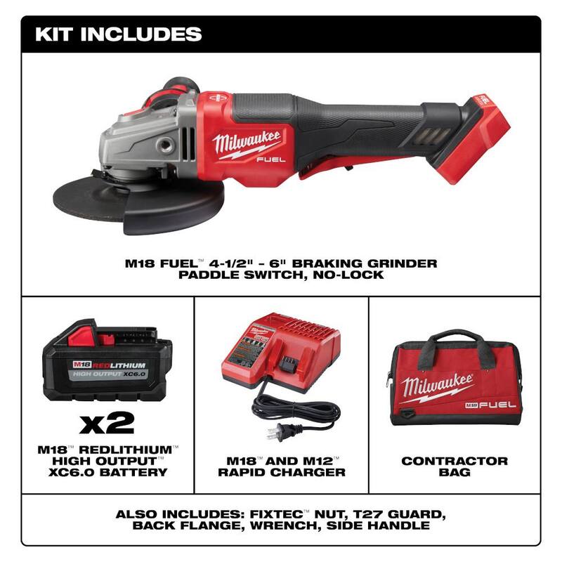 18V Brushless Cordless 4-1/2 in./6 in. Grinder and Hammer Drill T869