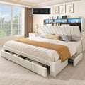 Beige Queen Size Storage Bed Frame with 4 Drawers B839387