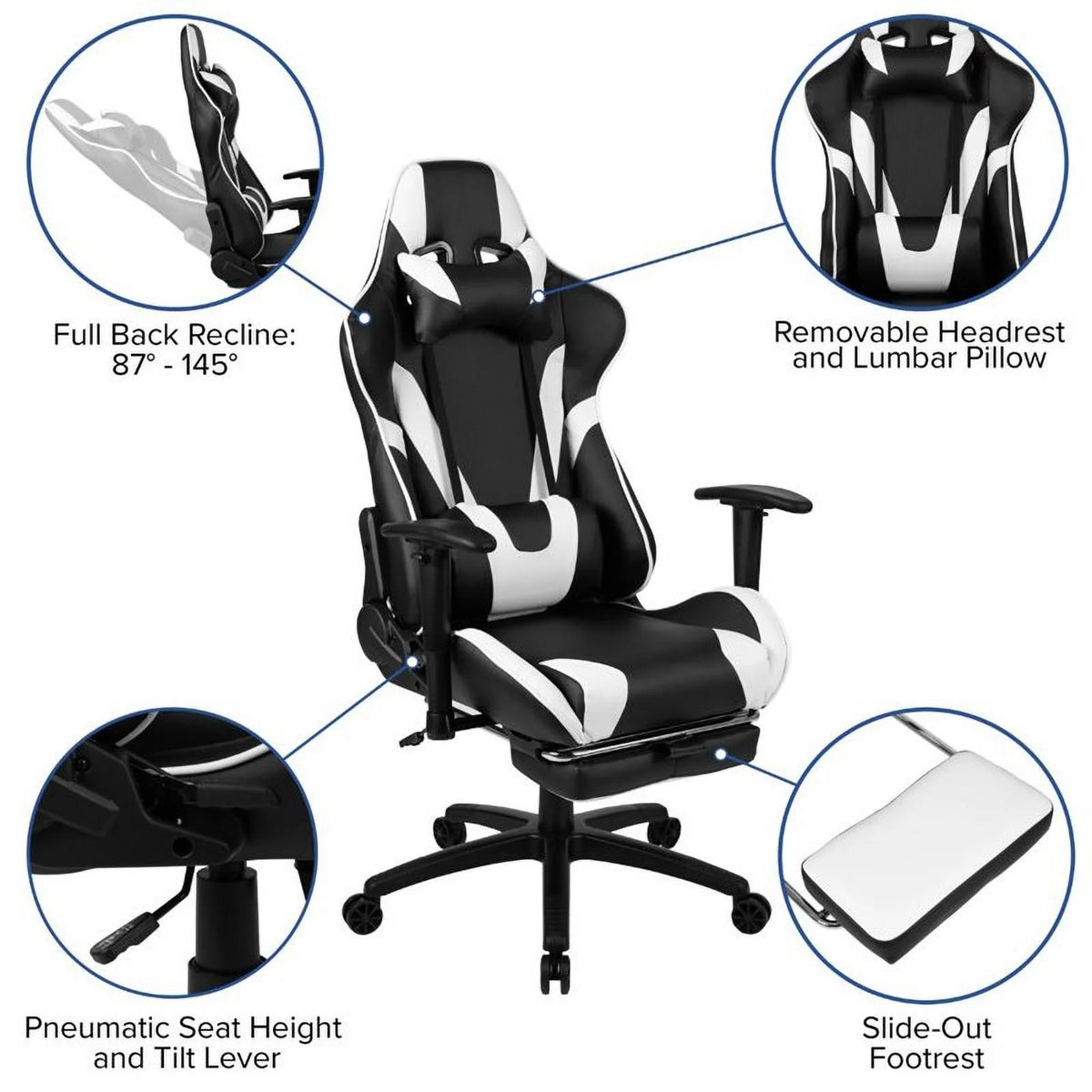 Black Gaming Desk and Reclining Swivel Chair H941