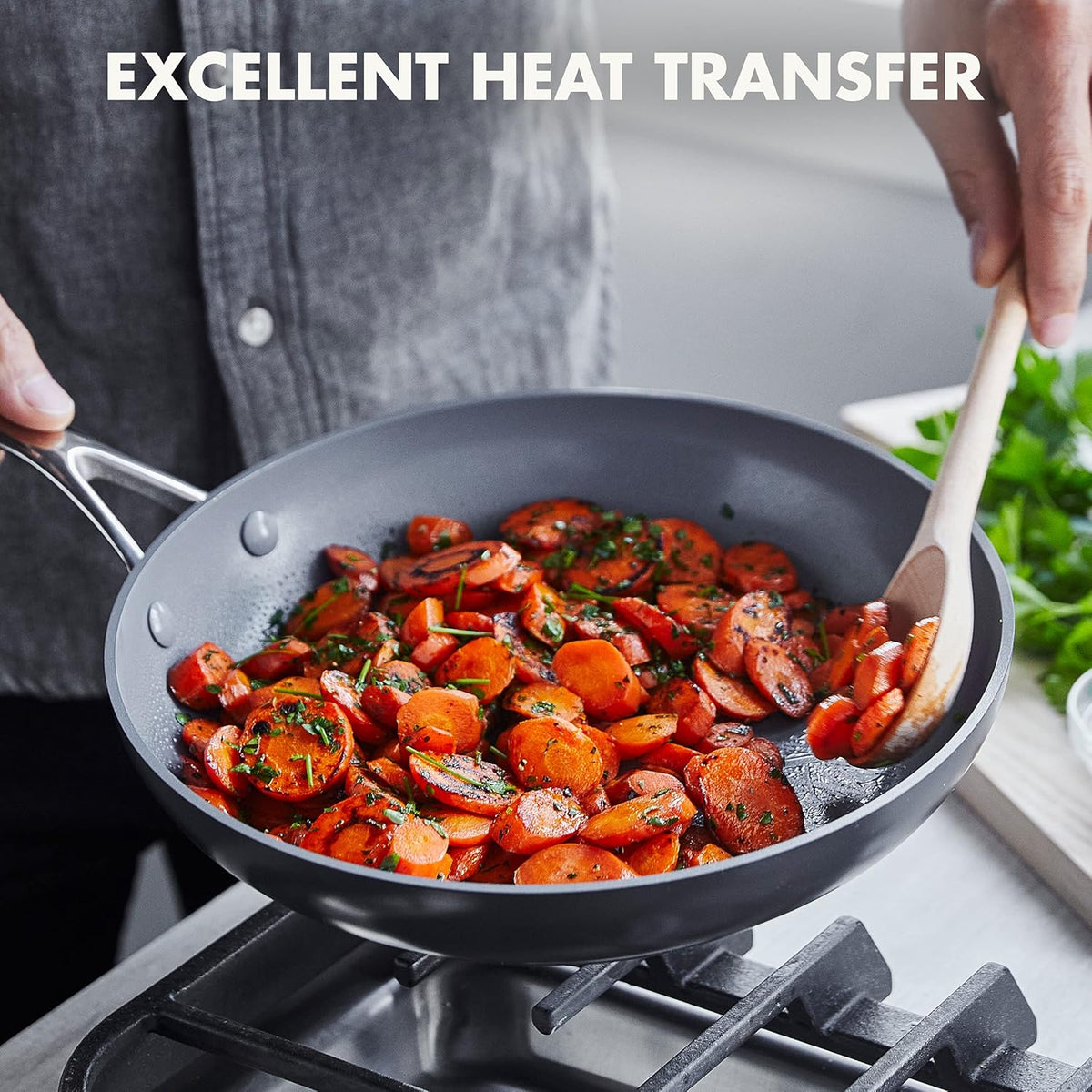 Gray Hard Anodized Ceramic Nonstick 10" Frying Pan with Lid A180