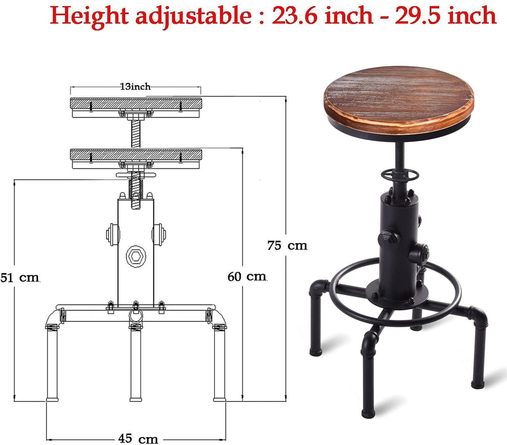 Black Adjustable Swivel Bar Stools Set of 2 X83792