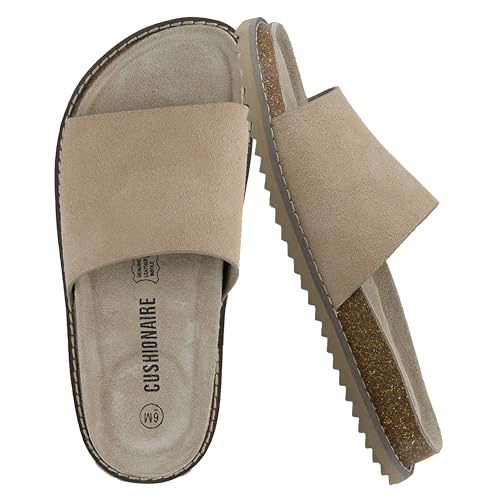 Suede Slip-On Slide Sandal with Cork Footbed Q983