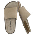 Suede Slip-On Slide Sandal with Cork Footbed Q983
