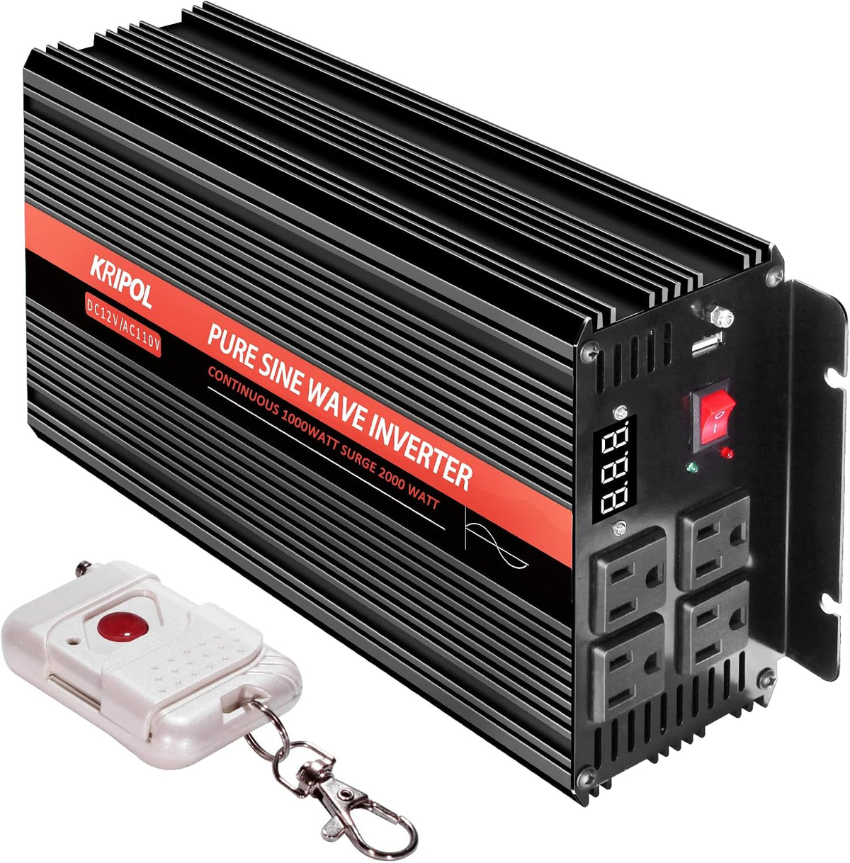 1000 Watt Pure Sine Wave Inverter 12v DC to 110/120v AC I423
