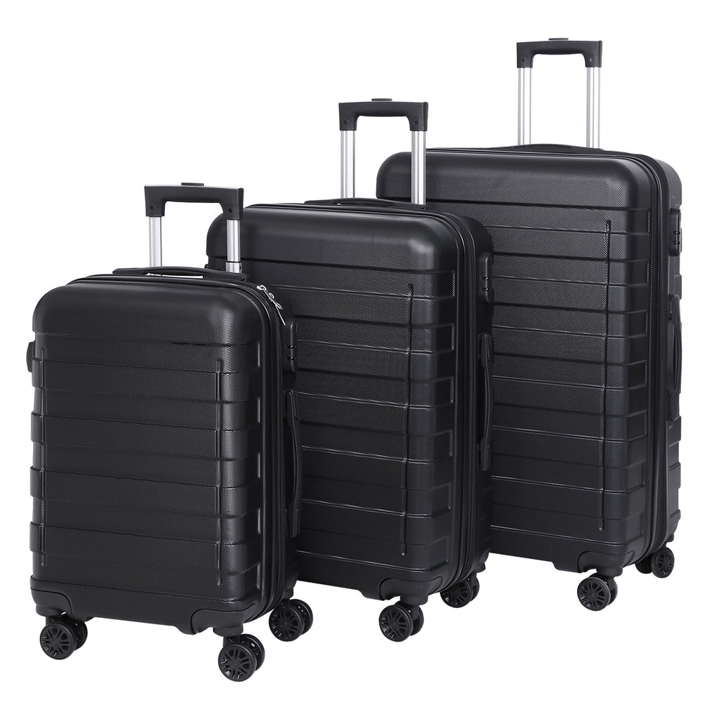 3pcs Black Spinner Luggage Suitcase Set N15306