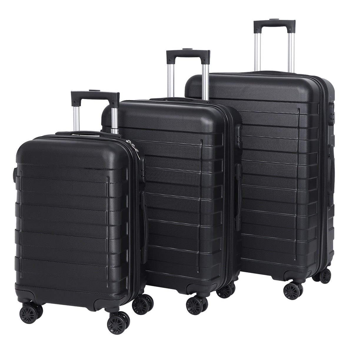 3pcs Black Spinner Luggage Suitcase Set N15306