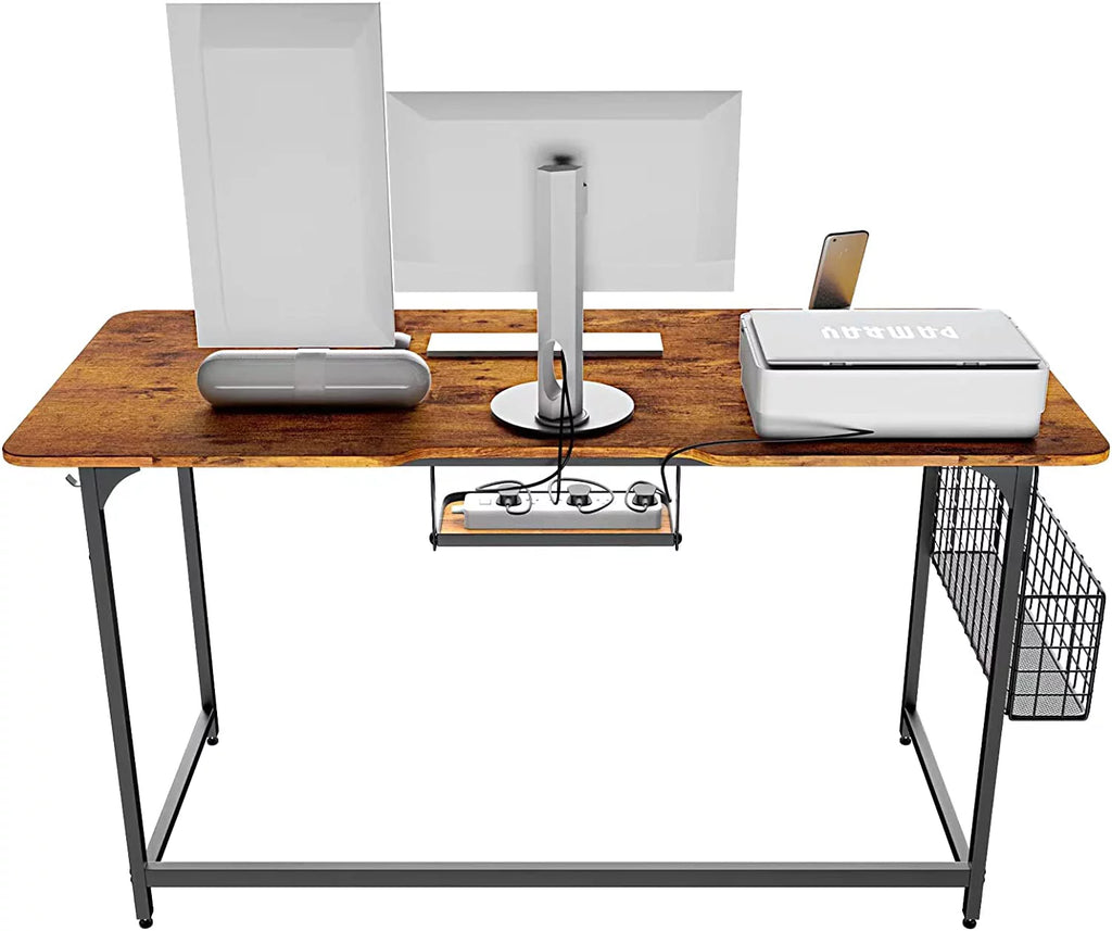 40 inch Computer Desk with Outlet USB Charging Port Brown M3534