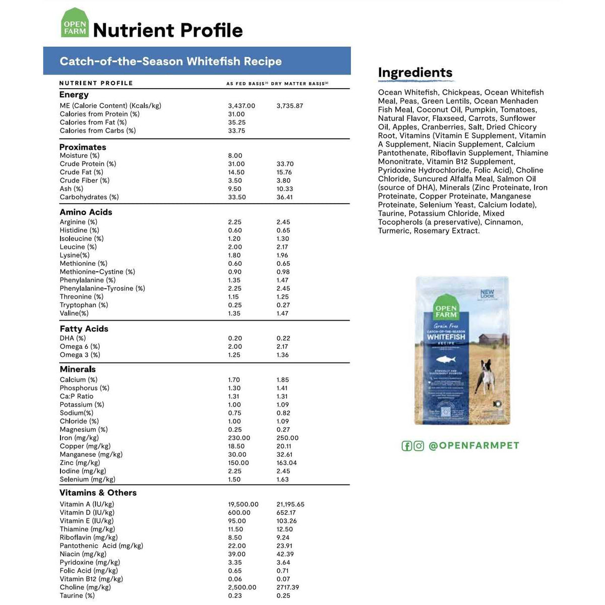 Grain Free Whitefish Dry Dog Food X349
