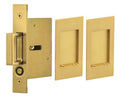 Rectangular Flush Cup Pocket Door Lockset Passage Satin Brass M50946