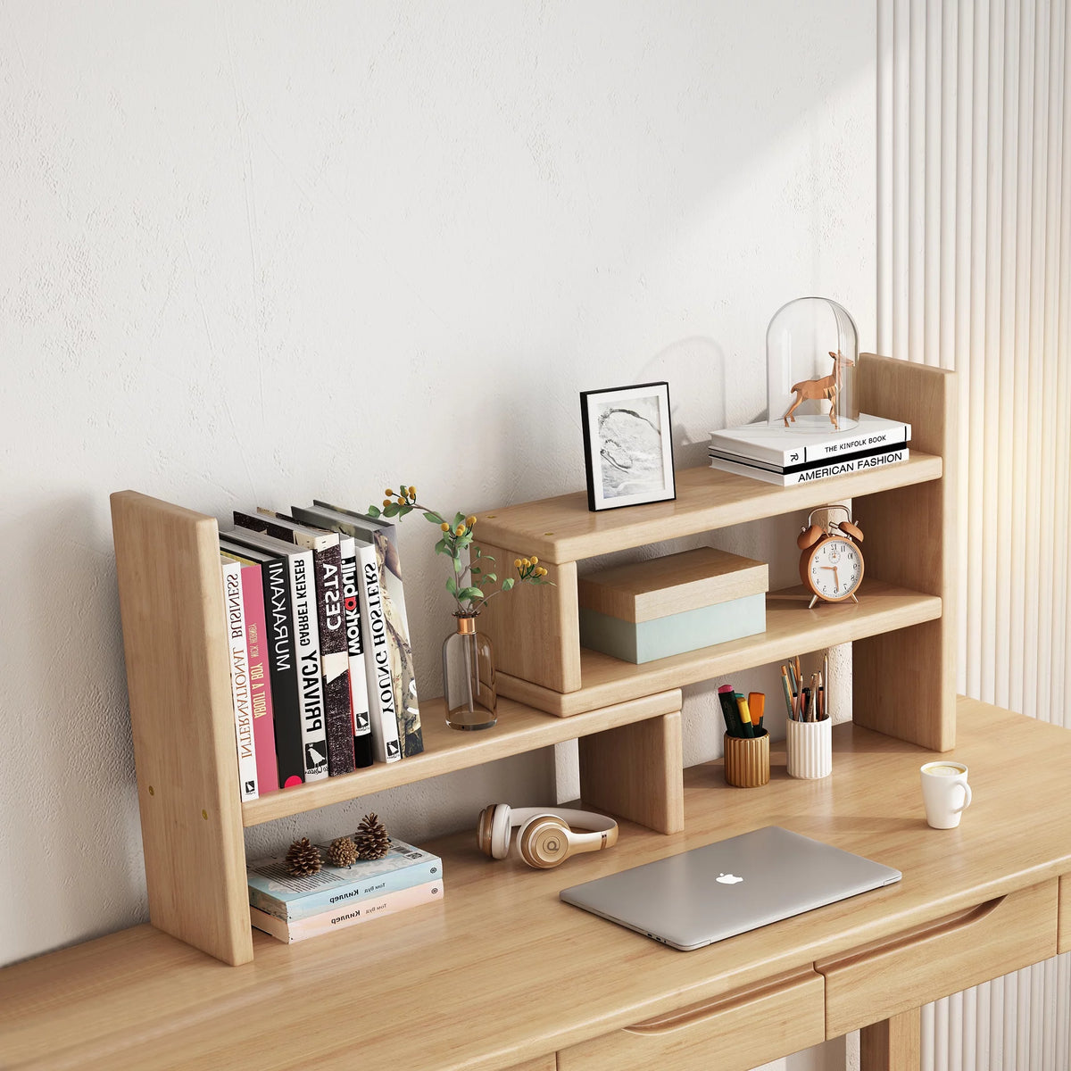 Adjustable Rubber Wood Desktop Shelf N893