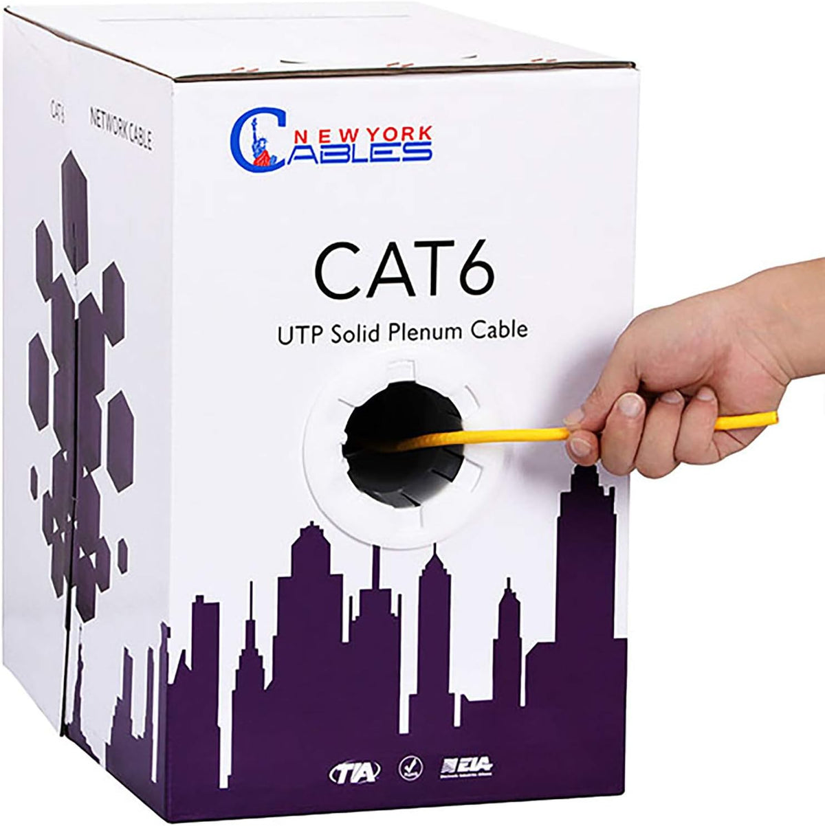 CAT6 Plenum Cable 1000ft (CMP) 23AWG Solid Conductor 550MHz 4Pair 10GB UTP Internet Cable L127