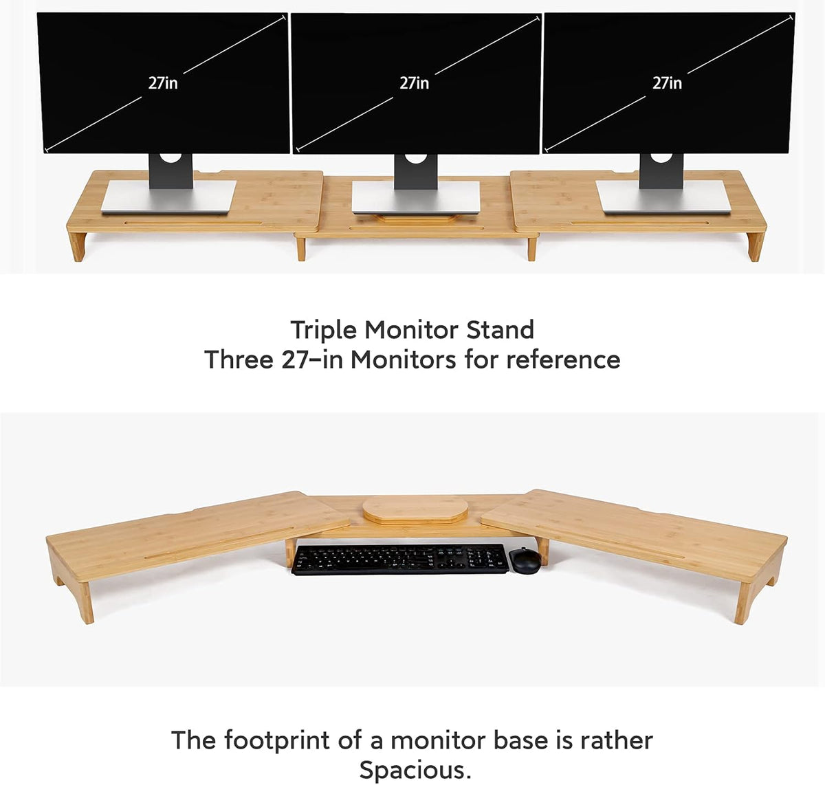 Bamboo Dual Monitor Stand Riser with 3 Shelves, Pack of 2 A9353