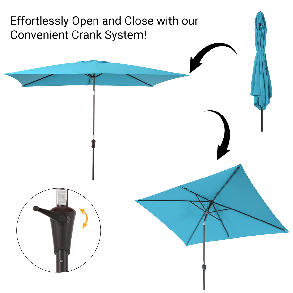 Aqua Blue Patio Market Umbrella with Tilt Button N87323