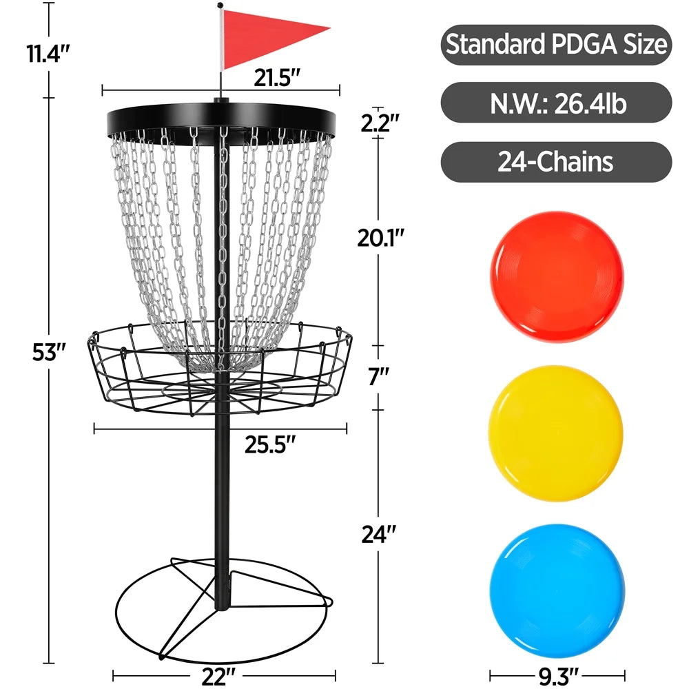 Black Disc Golf Goal with Carrying Bag and 3 Discs W621913