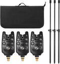 3 Wireless Fishing LED Bite Alarm Set with Aluminum Alloy Bankstick and Padded Tool Bag X15711