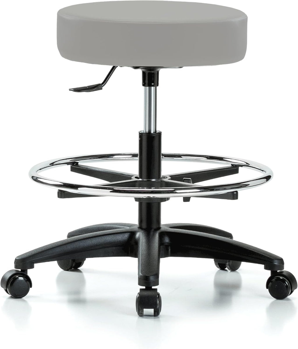 Rolling Swivel Stool with Foot Ring, Counter Height, Cinder Fabric Y6930