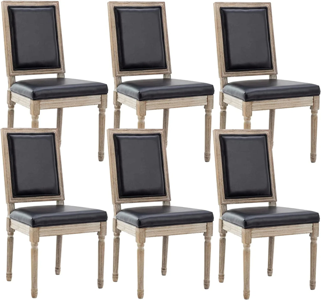 Black Leather Upholstered Dining Chairs Set of 6 Z3991