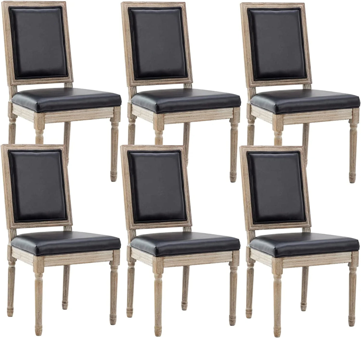 Black Leather Upholstered Dining Chairs Set of 6 Z3991