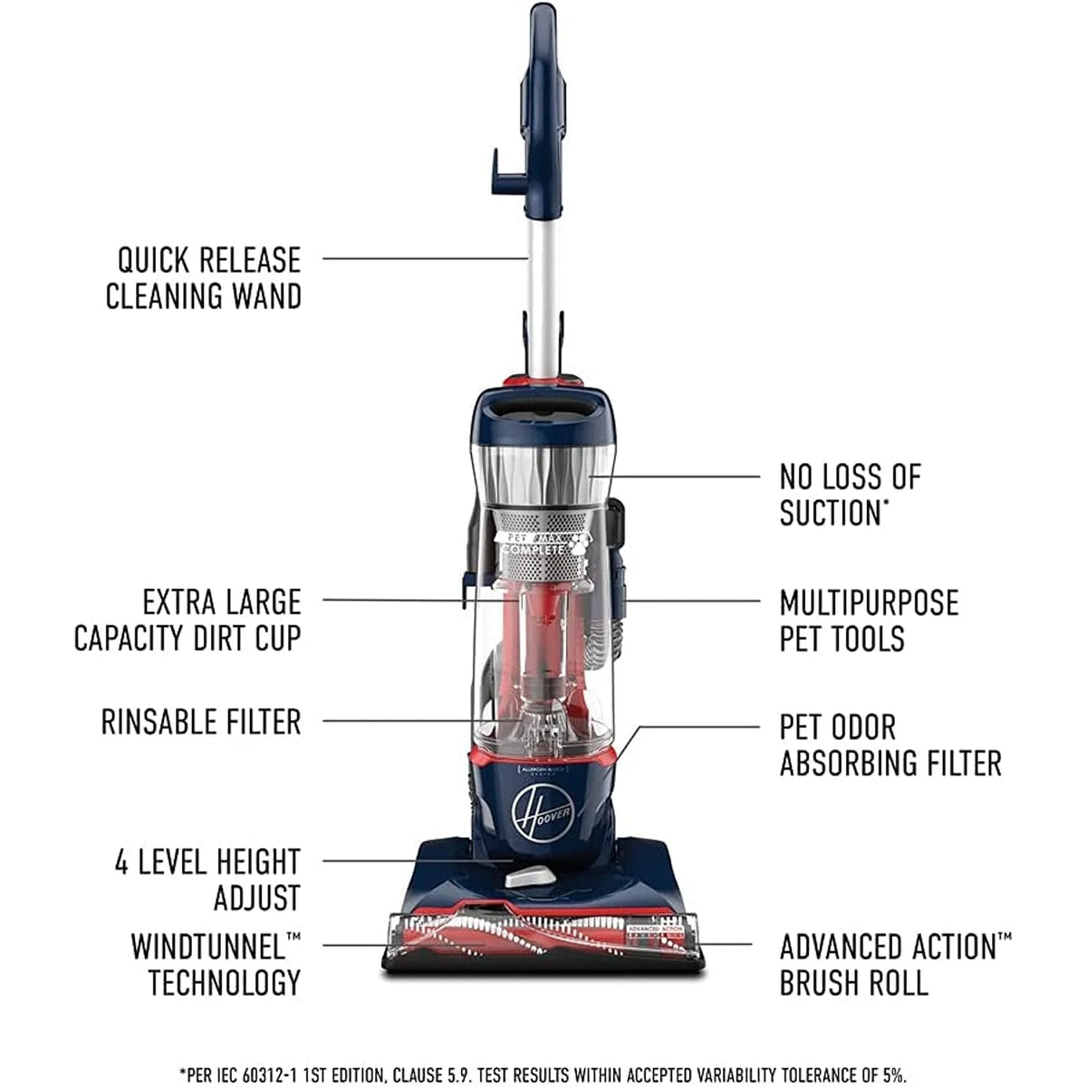 Blue Pearl Bagless Upright Vacuum Cleaner Q4044