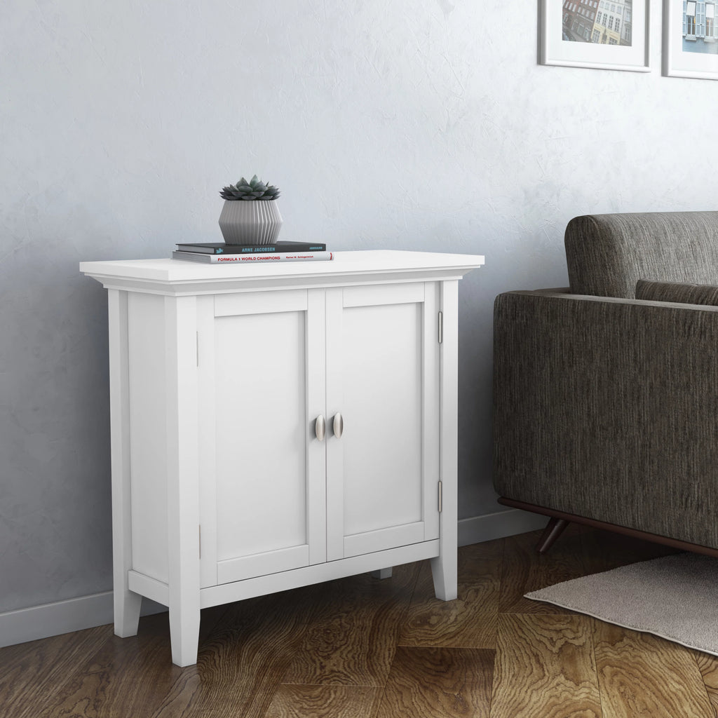 White 32 inch Solid Wood Storage Cabinet O487761