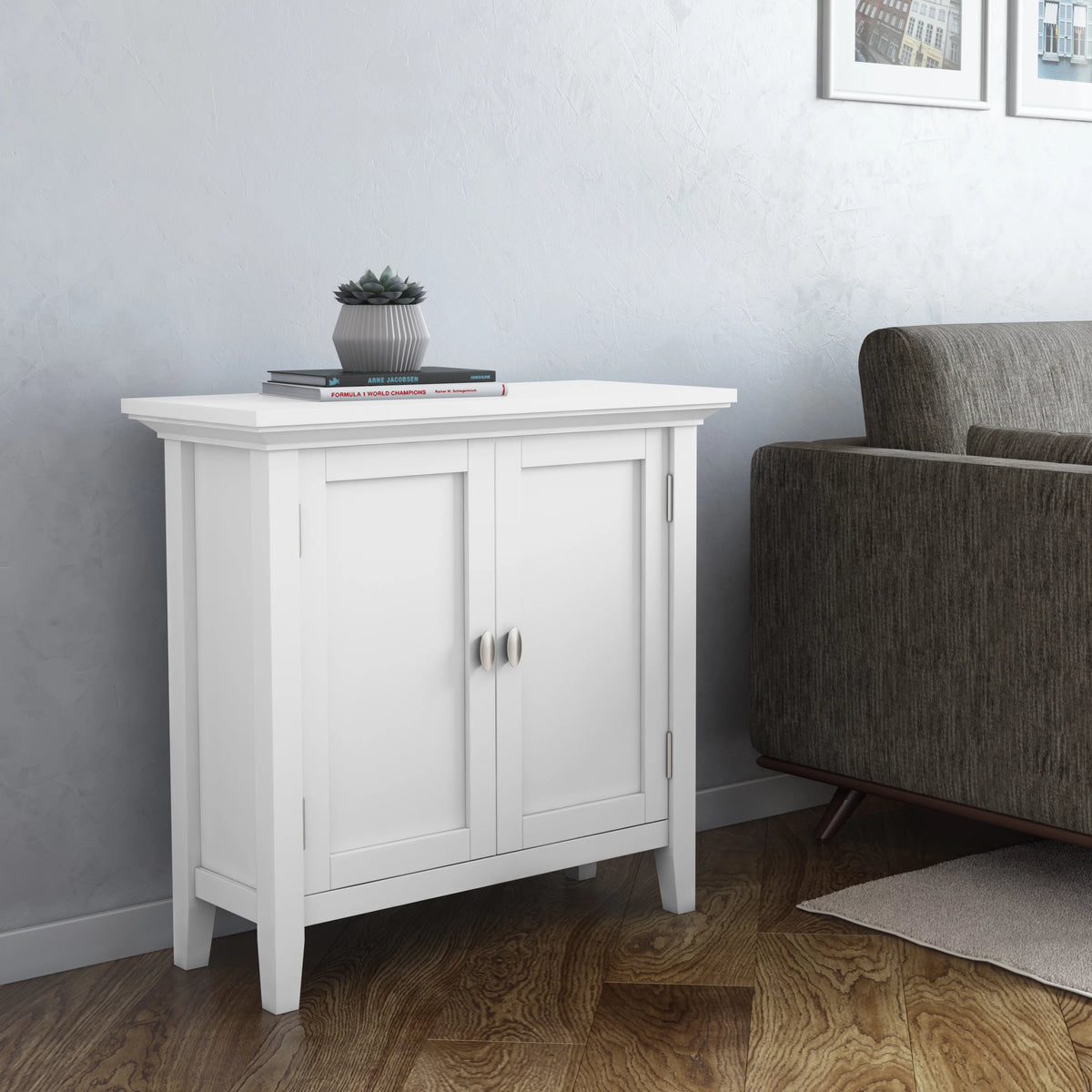 White 32 inch Solid Wood Storage Cabinet O487761