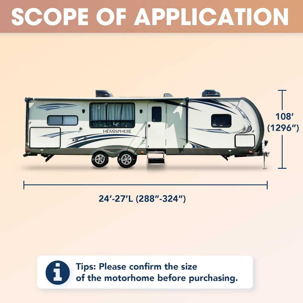 Windproof 4-Layer Travel Trailer Cover Fits 24’ - 27’ RV U558416