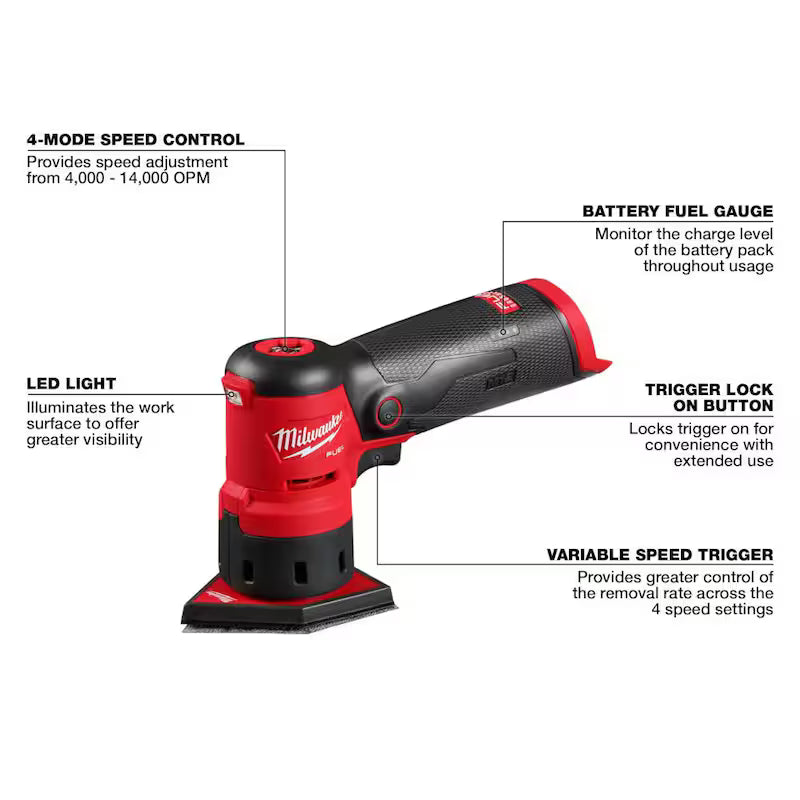 12V Cordless Orbital Detail Sander with Sanding Sheets & Sponge Pad A1601