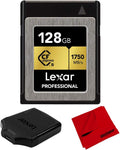 128GB CFexpress Type B Memory Card Bundle with USB 3.1 Reader and Microfiber Cleaning Cloth G263994