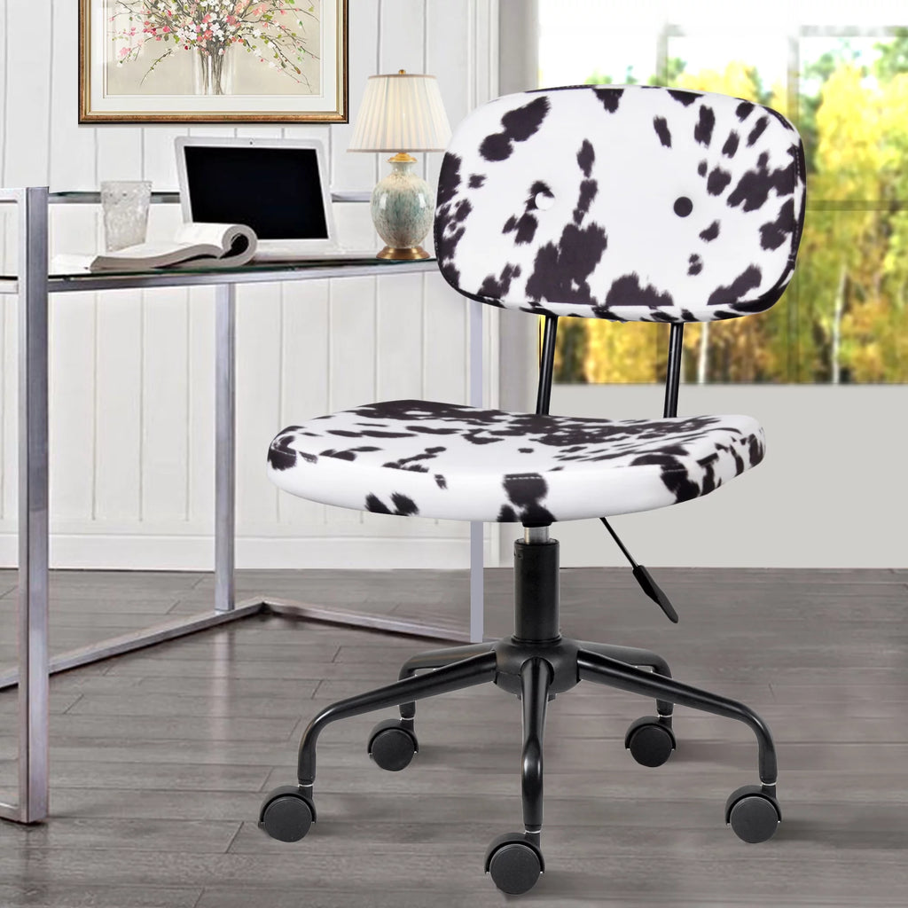 Black and White Cowhide Print Swivel Task Chair H9803