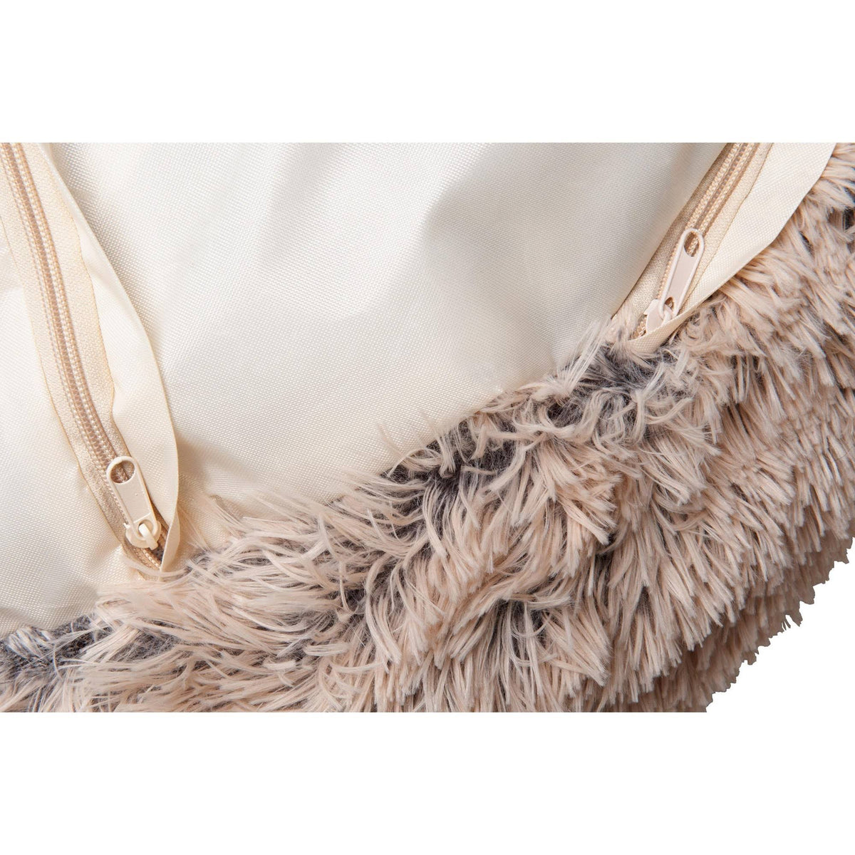 Taupe Jumbo Long Fur Donut Dog Bed C629