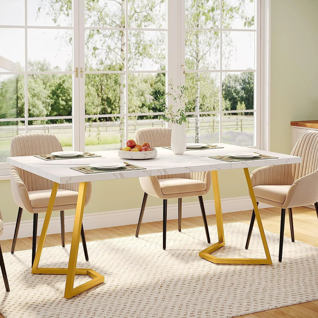 55" Faux Marble Rectangular Dining Table E339
