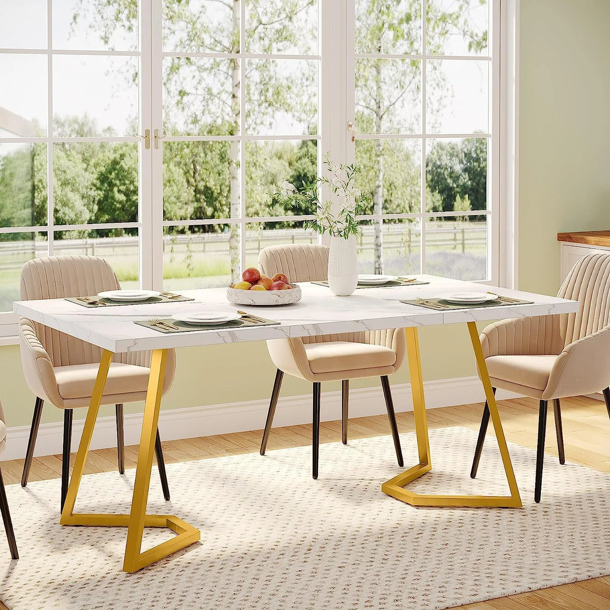 55" Faux Marble Rectangular Dining Table E339
