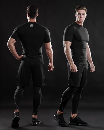 3 Pack Men's Compression Shirt Short Sleeve Baselayer Athletic T-Shirt A320