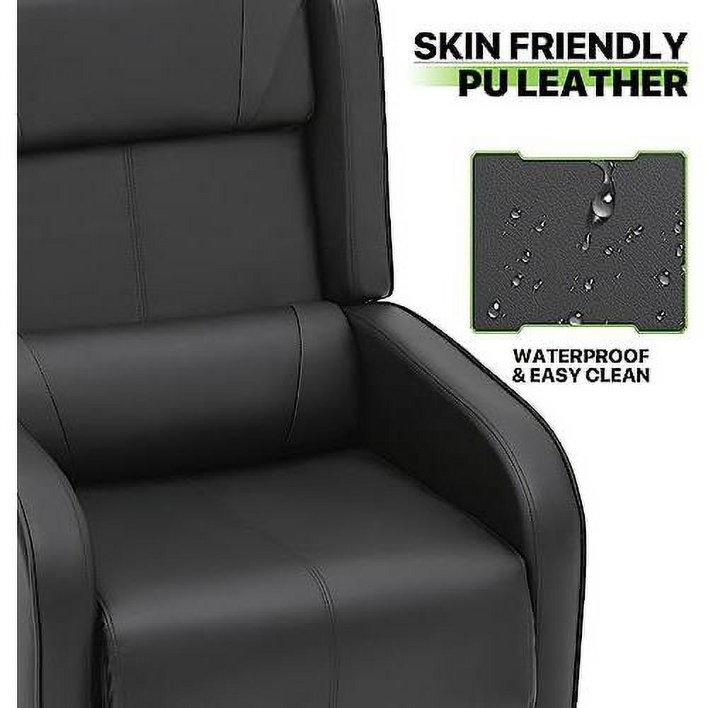 Black PU Leather Gaming Recliner Chair with Adjustable Back and Footrest S50272
