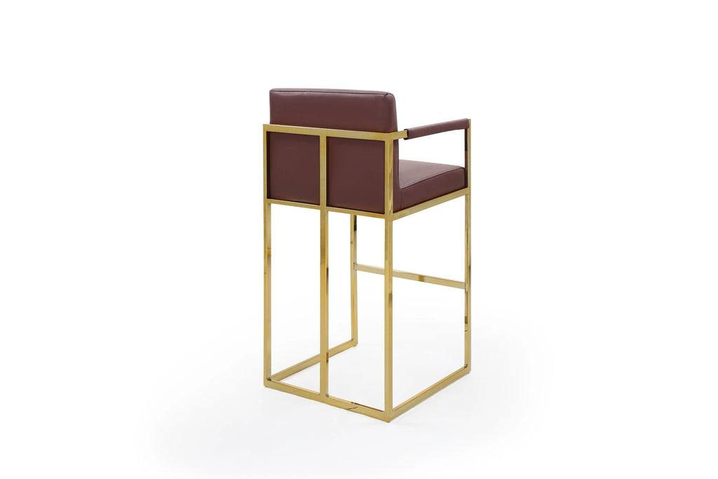 PU Leather Upholstered Square Arm Bar Stool I4463