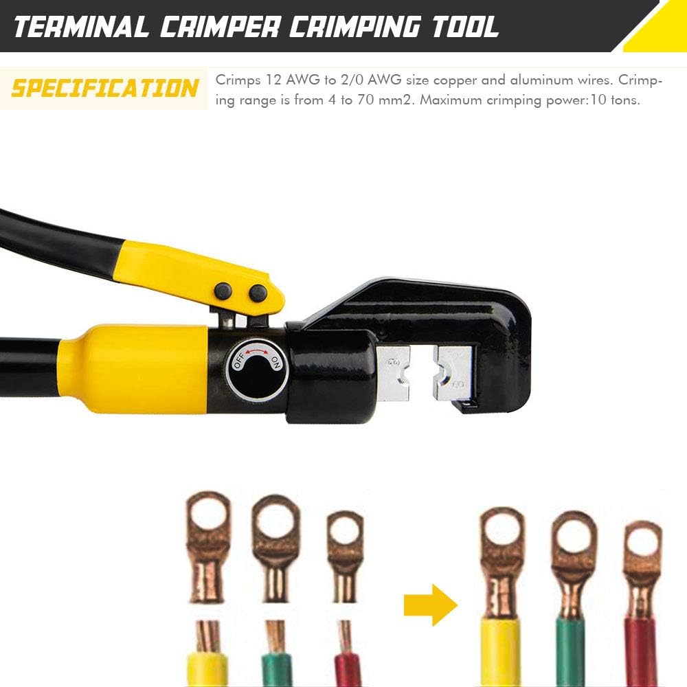 10 Ton Hydraulic Hand Crimper Tool Set with 9 Pairs of Dies C64000