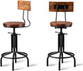 Adjustable Height Metal Bar Stool with Backrest Set of 2 N576