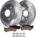 6 Lug Front Drilled Slotted Rotors + Ceramic Brake Pads 4pc Set R95592