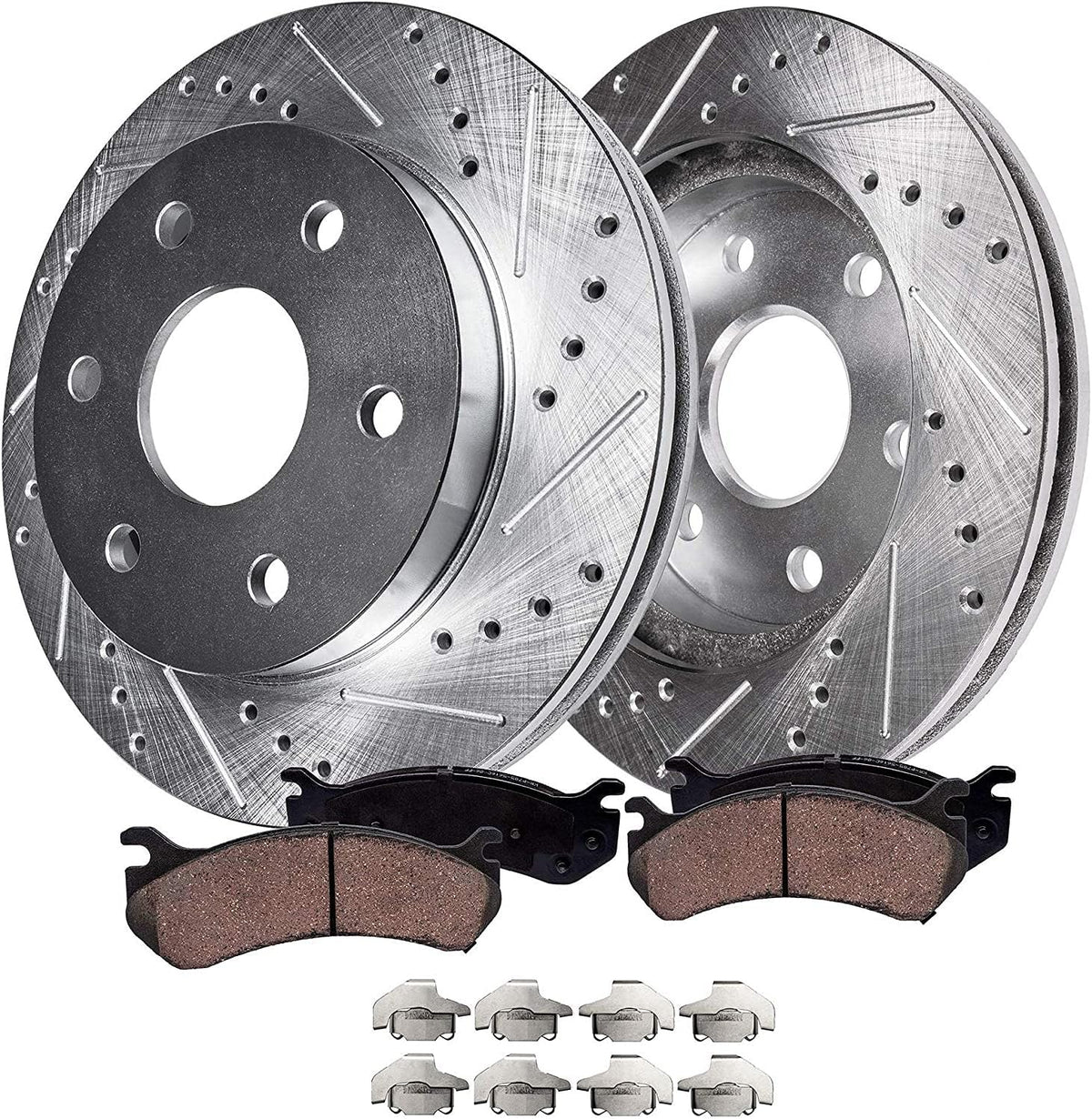 6 Lug Front Drilled Slotted Rotors + Ceramic Brake Pads 4pc Set R95592