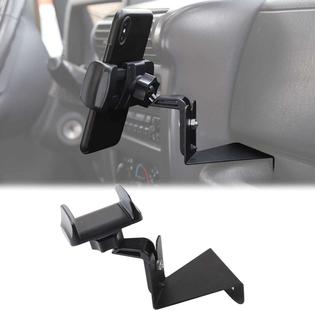 Multi-Functional Phone Holder, Radio Holder Walkie Talkie Mount Bracket, Black Pack of 2 I940