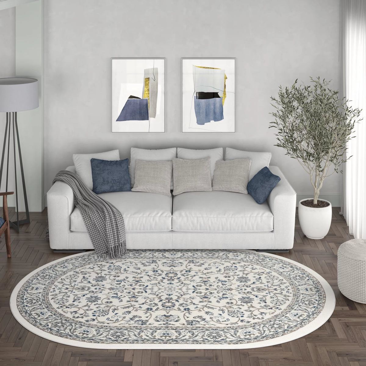 5x8 Oval Cream Area Rug Z853817
