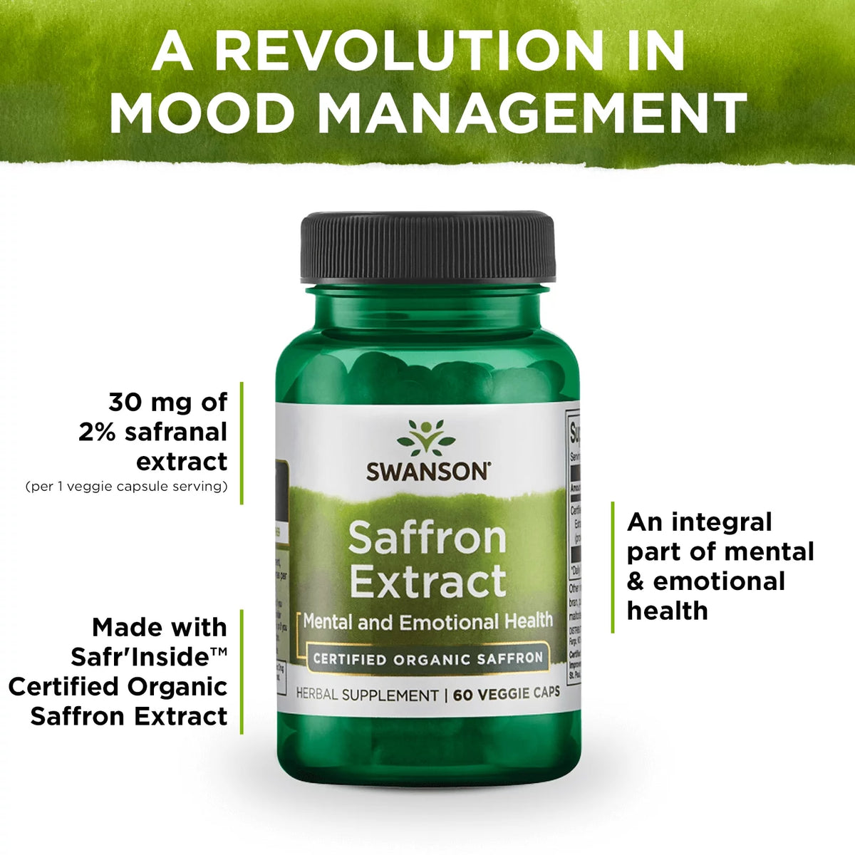 60 Veggie Capsules Saffron Extract Herbal Supplement I6090