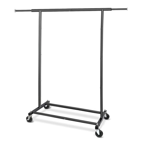 Black Rolling Clothing Garment Rack with Lockable Wheels H51512