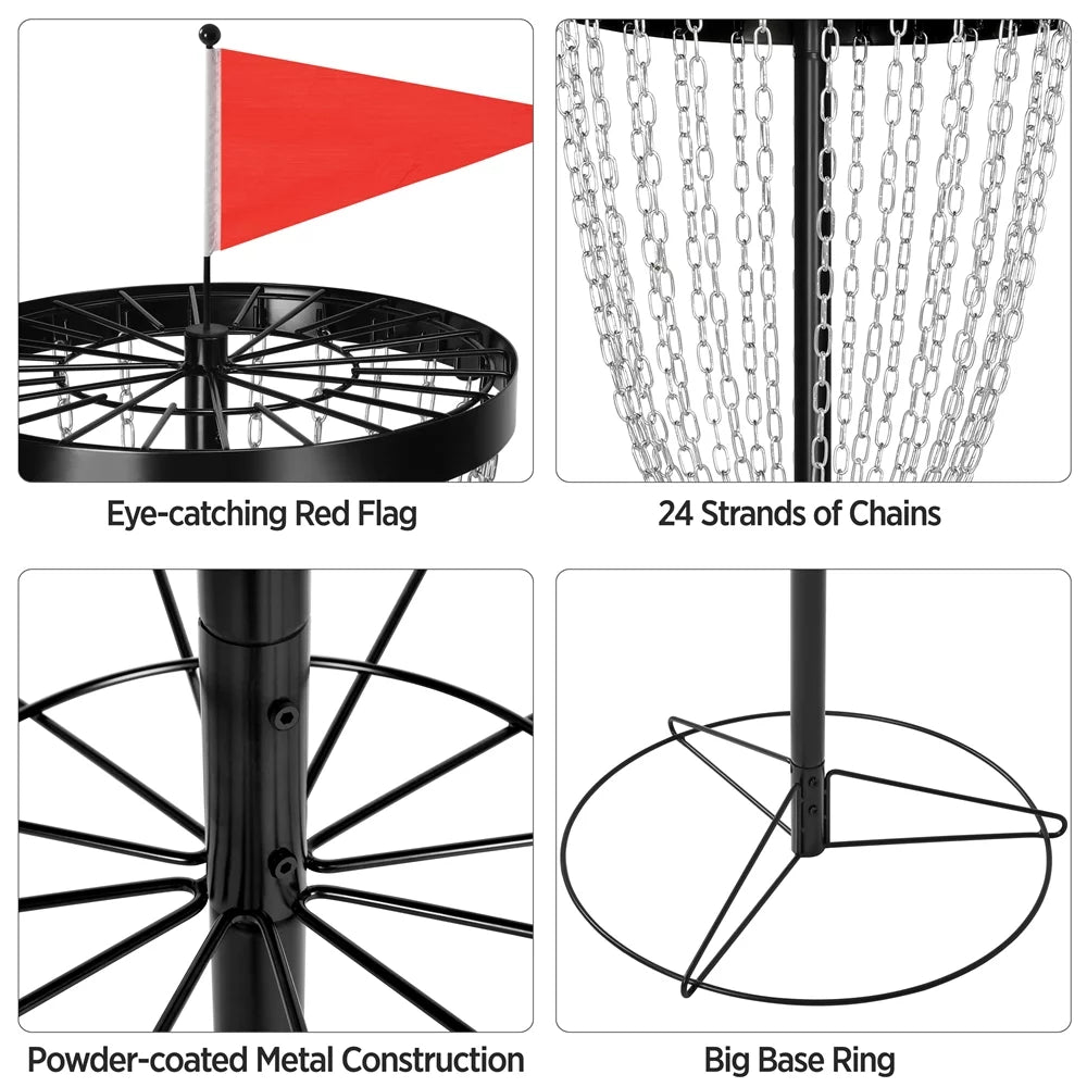 Black Disc Golf Goal with Carrying Bag and 3 Discs W621913