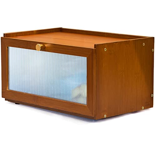 Large Farmhouse Bamboo Bread Box with Window F2464
